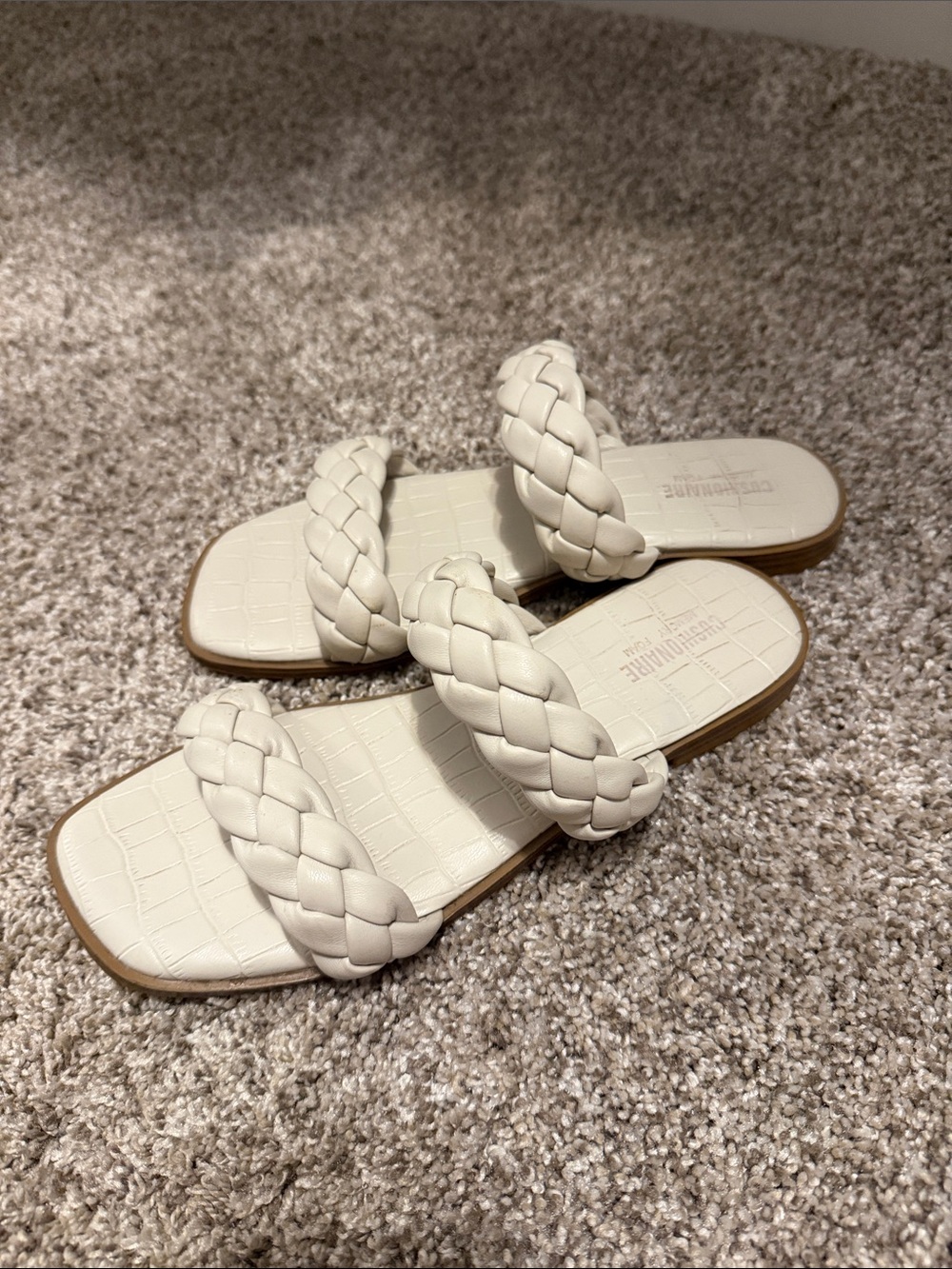 Cushionaire Braided Double-Strap Sandals in White